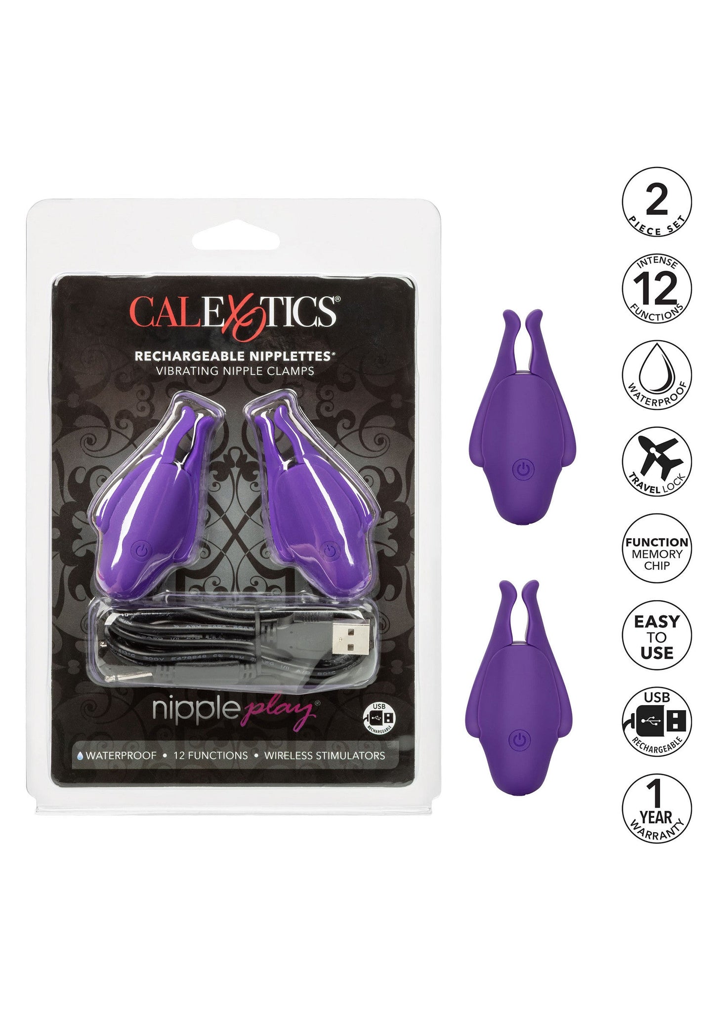 12959 calexotics nipple play rechargeable nipplettes