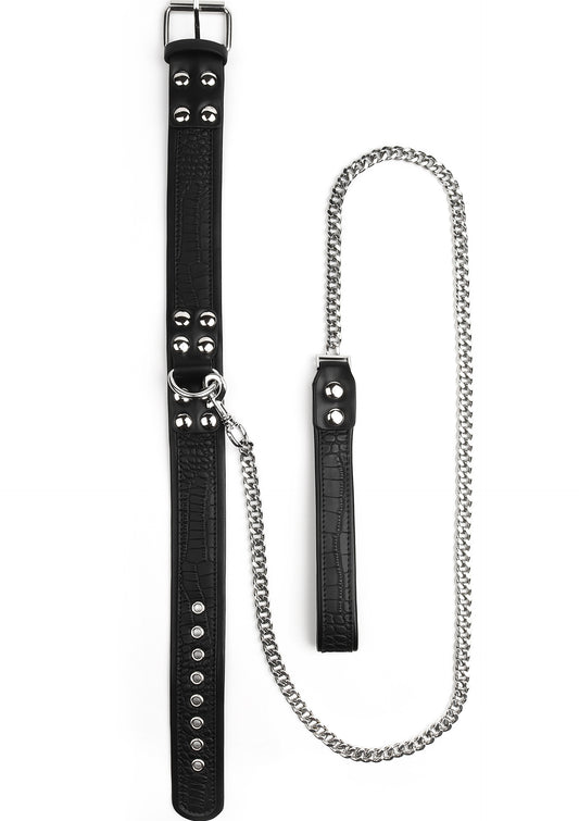 Croc-Embossed Collar & Leash