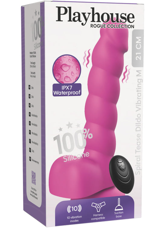 Spiral Tease Vibrating Dildo Silicone M