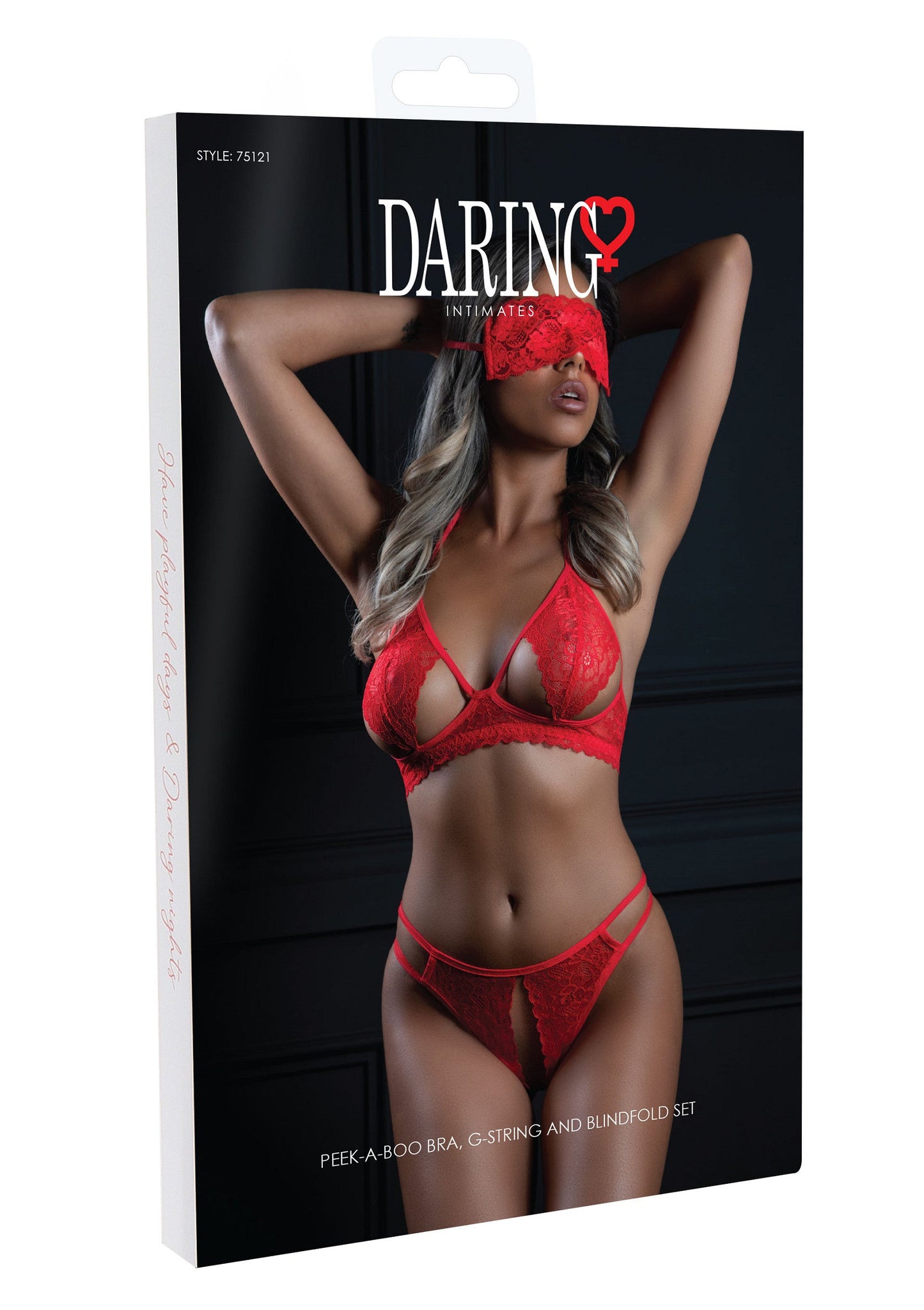 75121 daring intimates 3pc bra panty and blindfold