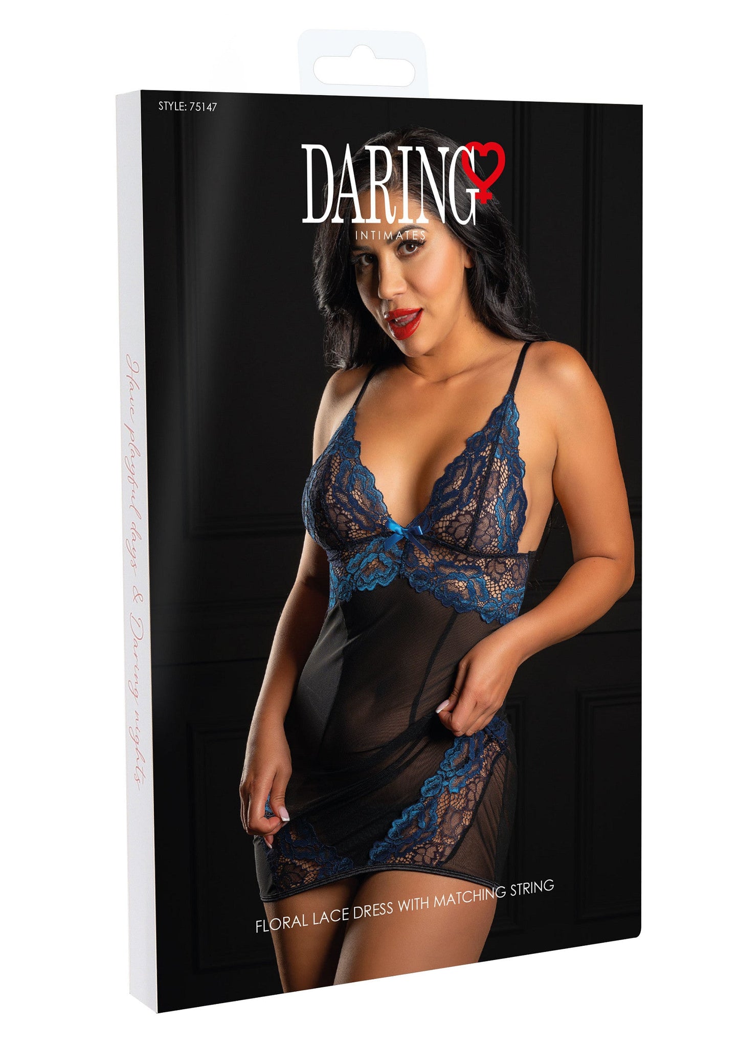 75147 daring intimates floral lace dress with string