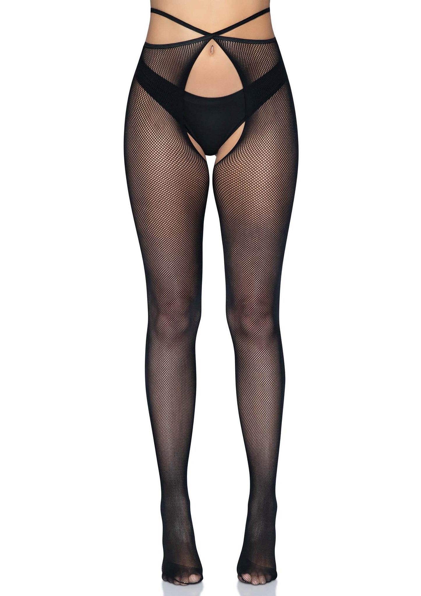 85130 leg avenue micronet strappy crotchless pantyhose
