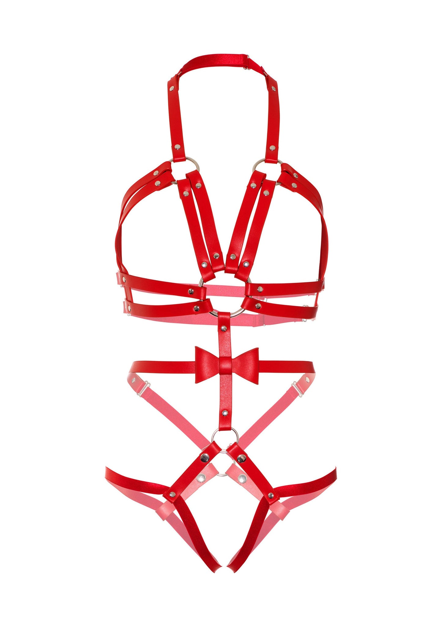 86620 kink vegan leather harness with bow