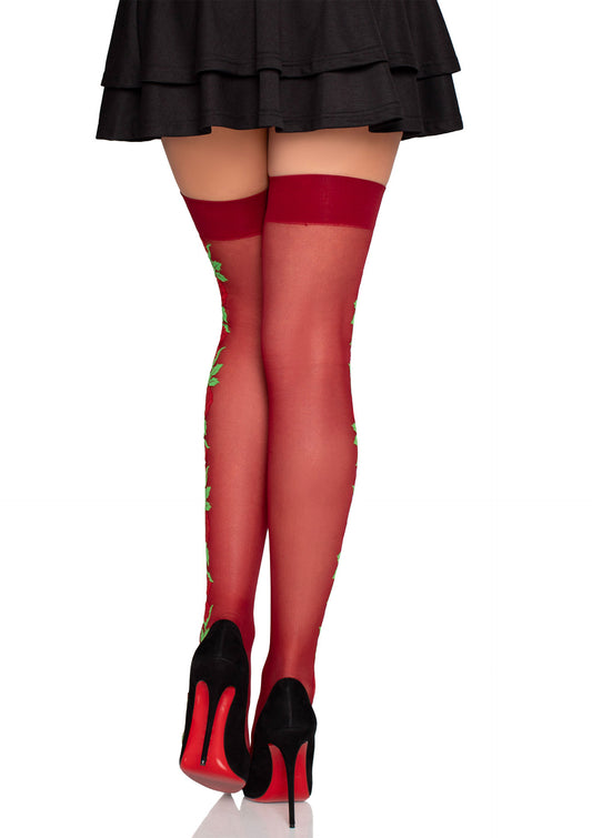 Spandex Thigh Highs with Roses