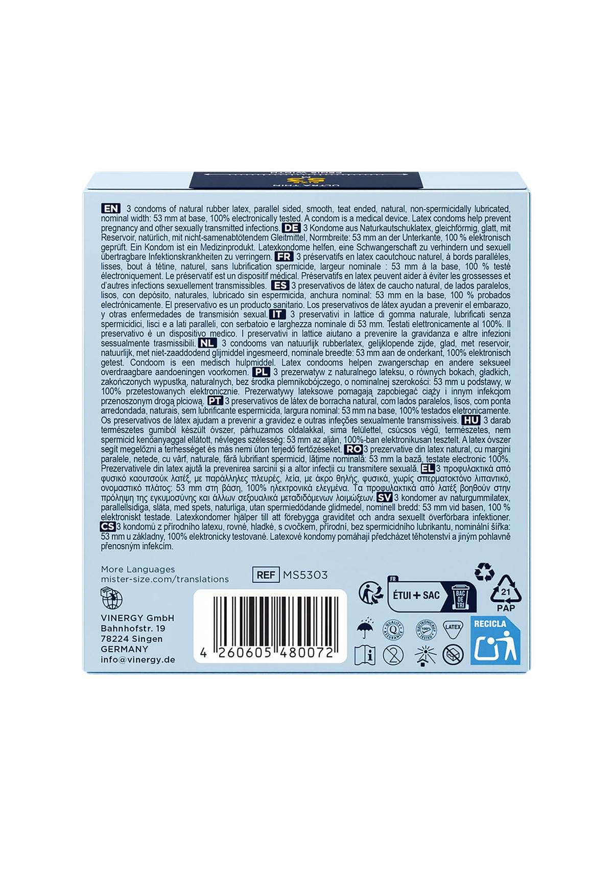 MISTER SIZE 53mm Condoms 3pcs