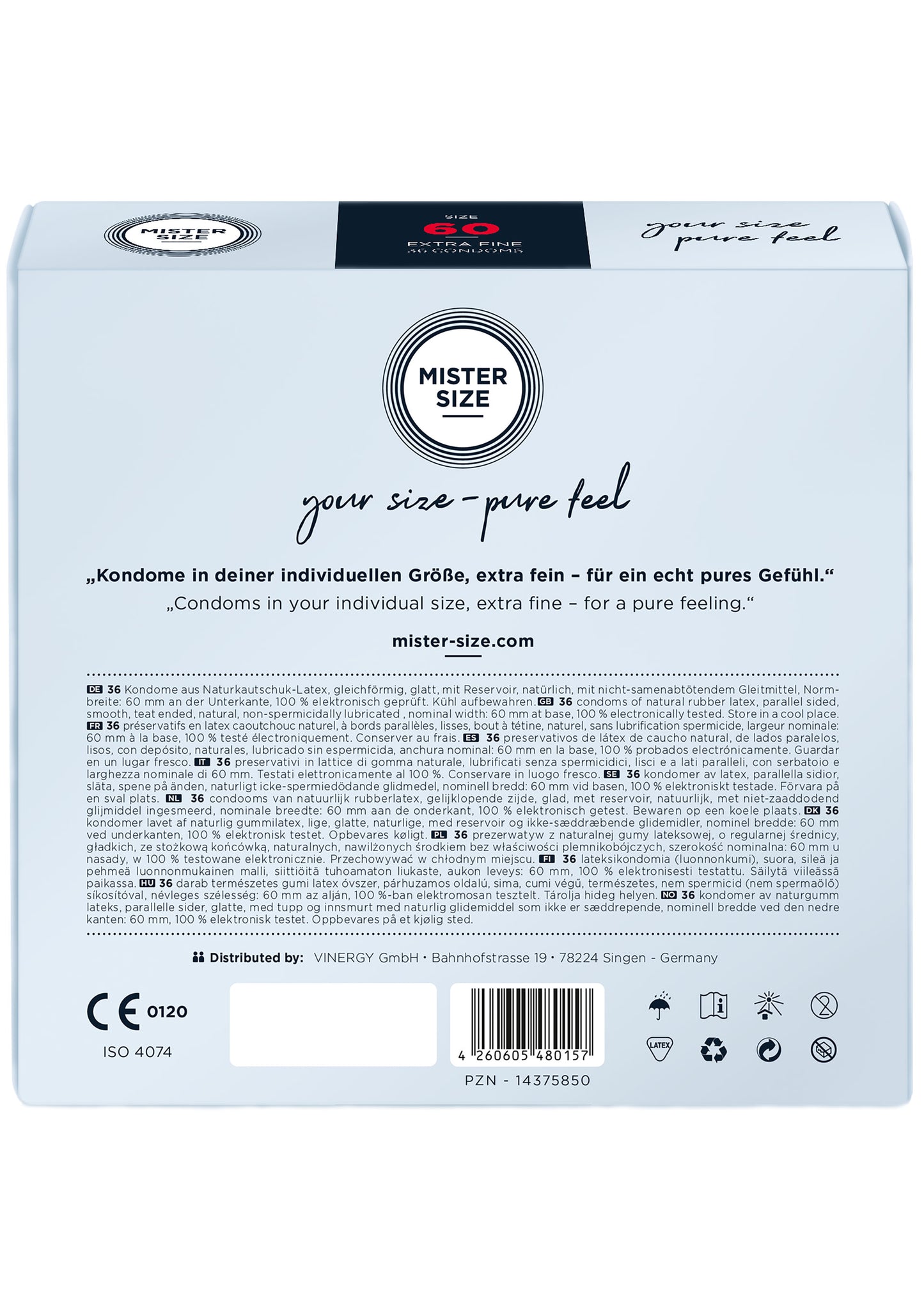 MISTER SIZE 60mm Condoms 36pcs