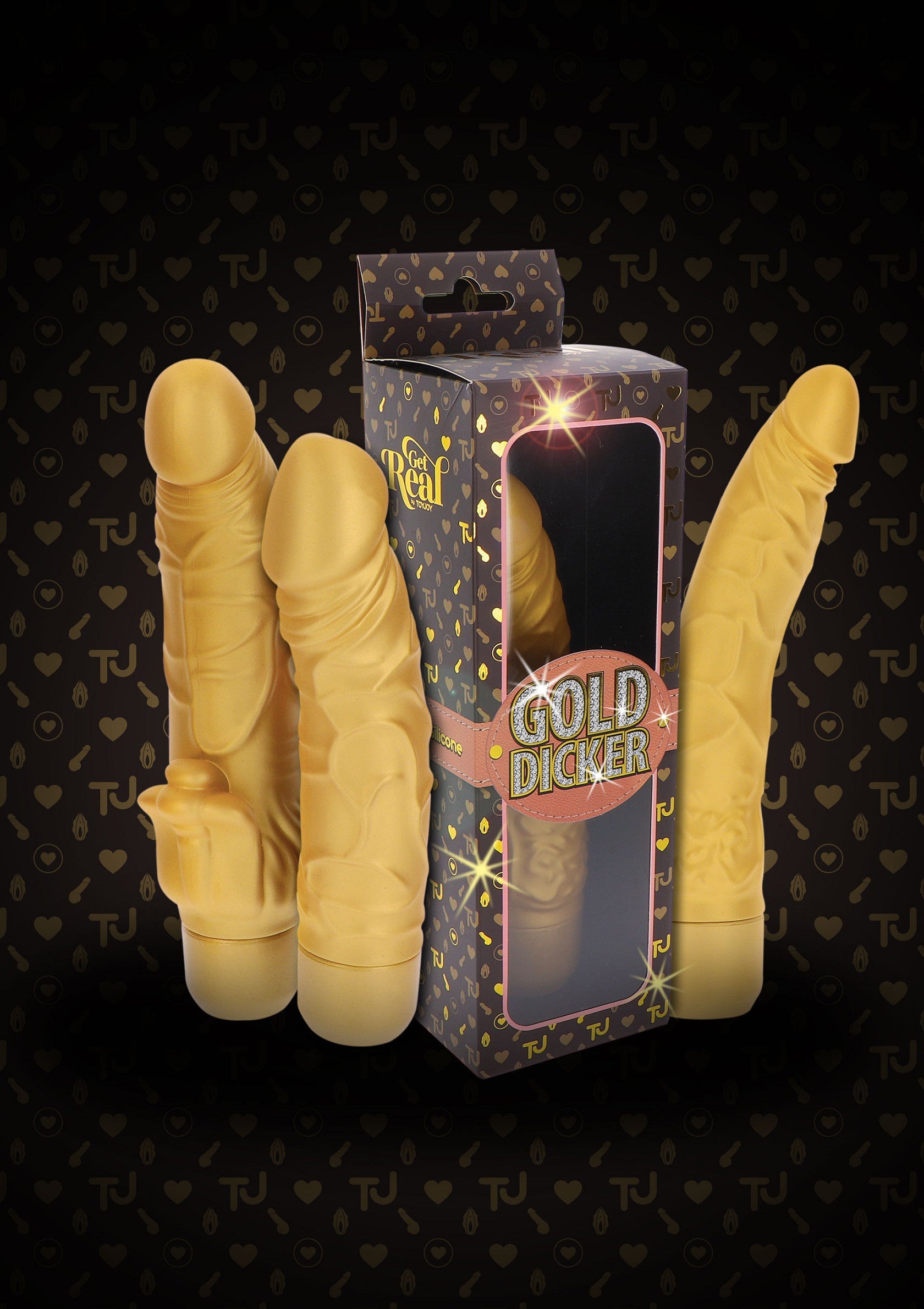 10189 toyjoy get real gold dicker stim vibrator 22cm
