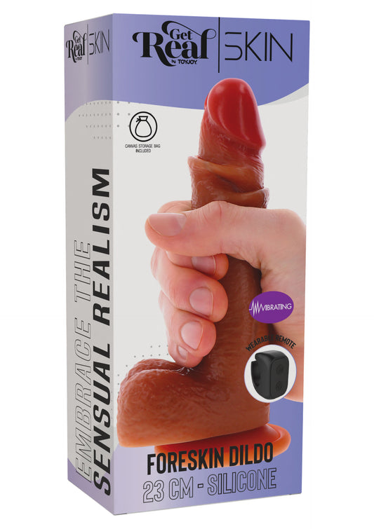 Foreskin Dildo Vibrating Silicone 23 cm
