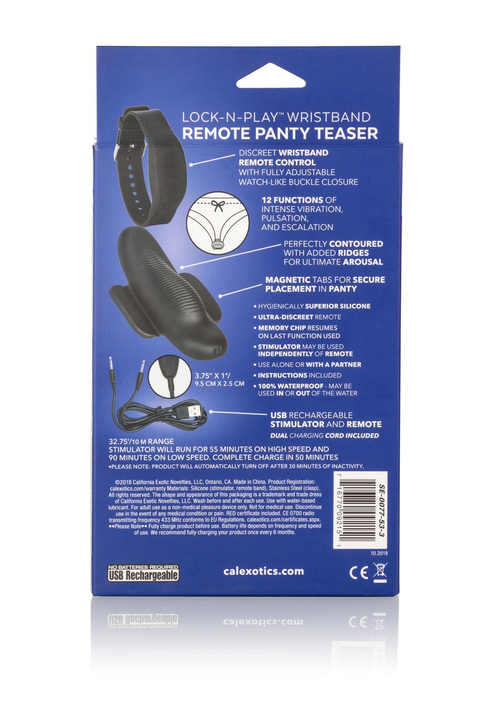 12059 calexotics remote controlled vibes wristband remote panty teaser