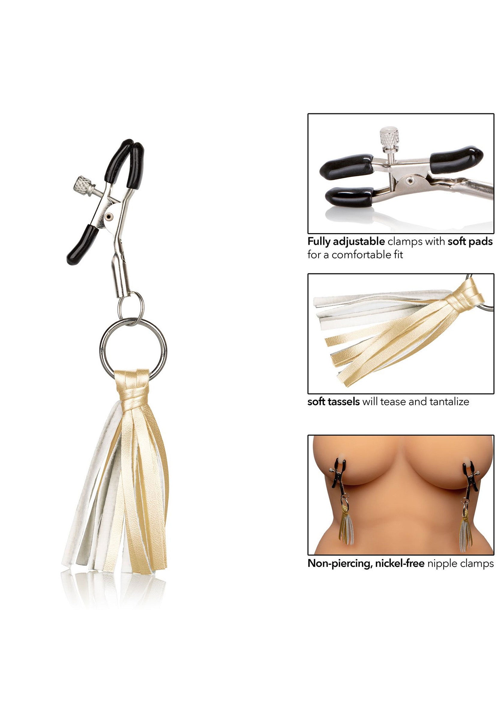 12956 calexotics nipple play playful tassels nipple clamps