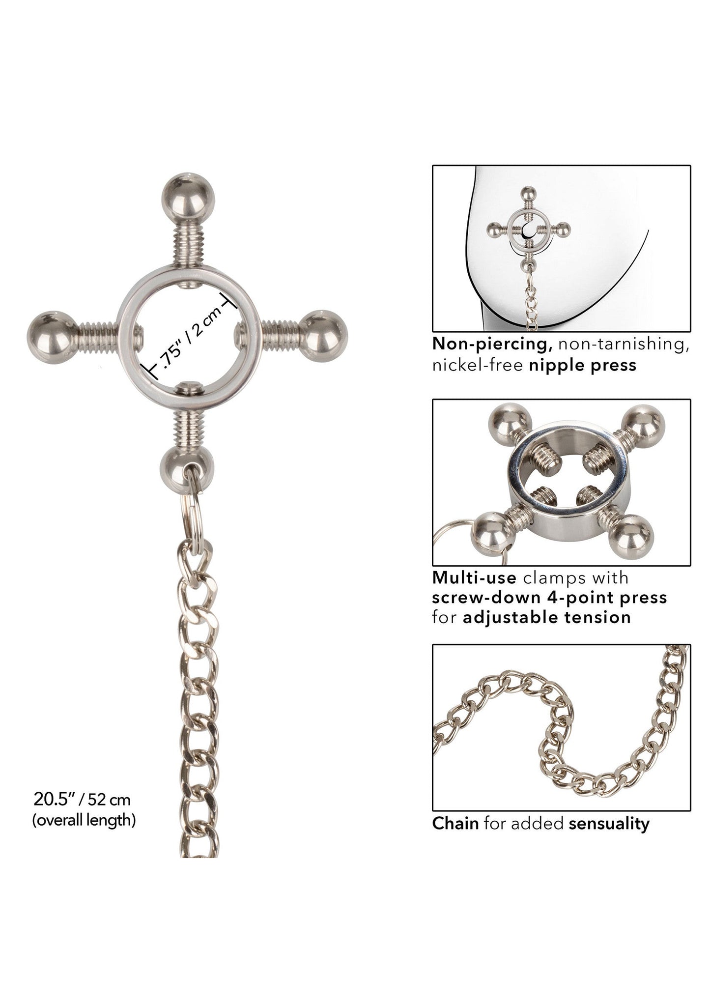 12965 calexotics nipple play 4 point nipple press with chain