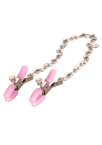 12969 calexotics nipple play crystal chain nipple clamps
