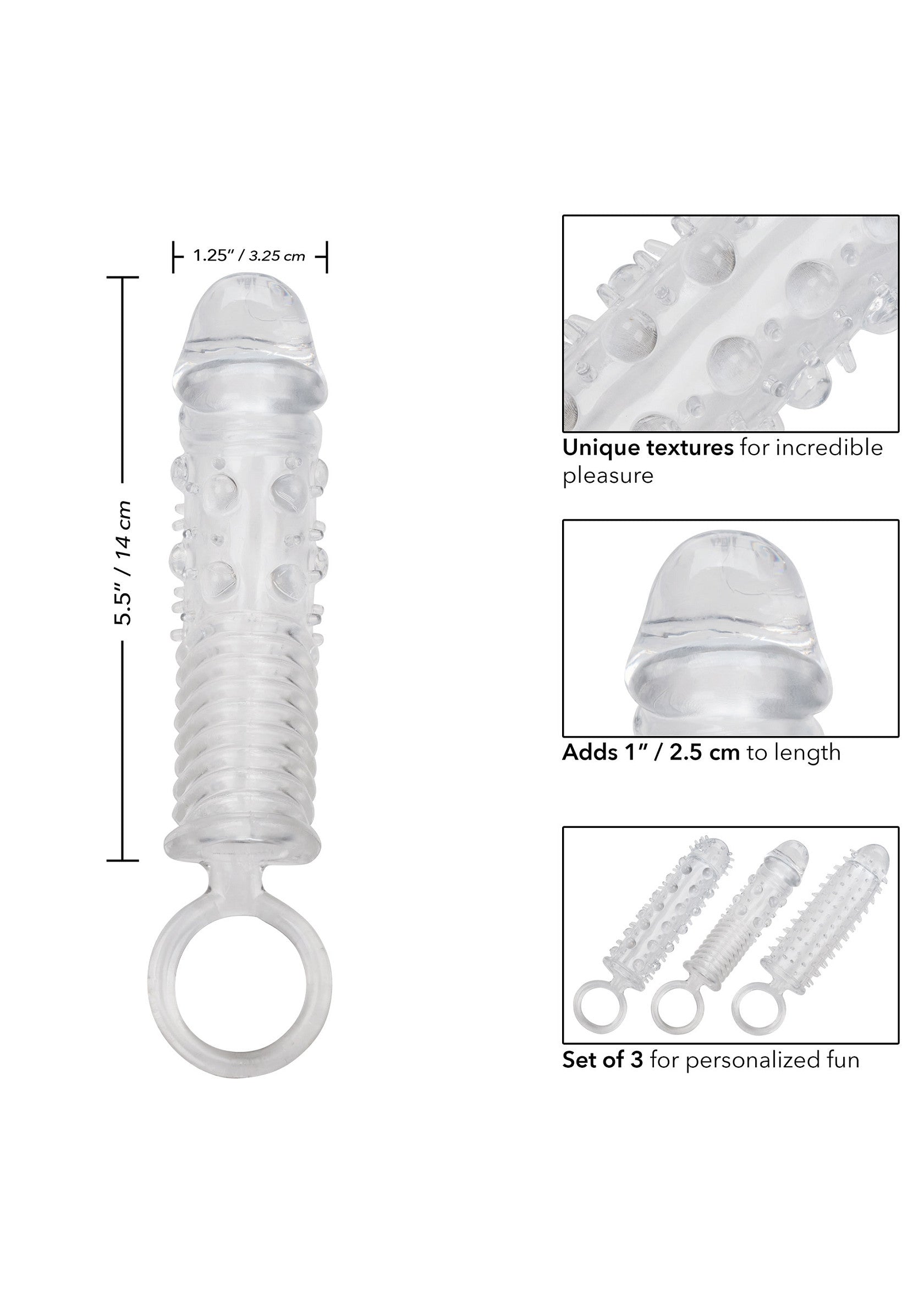 13462 calexotics extensions textured extension set 3 pcs