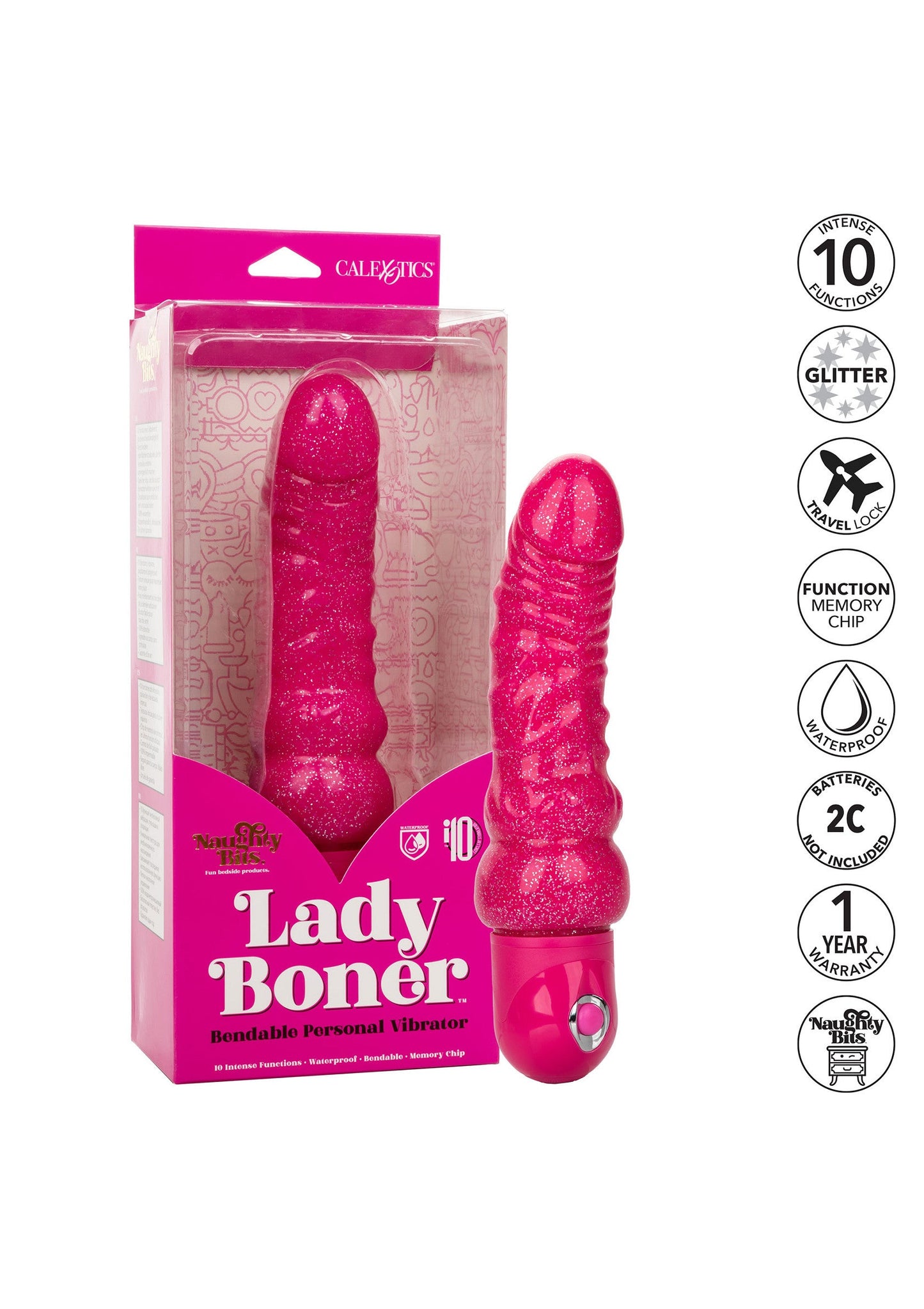 14196 calexotics naughty bits lady boner bendable vibrator