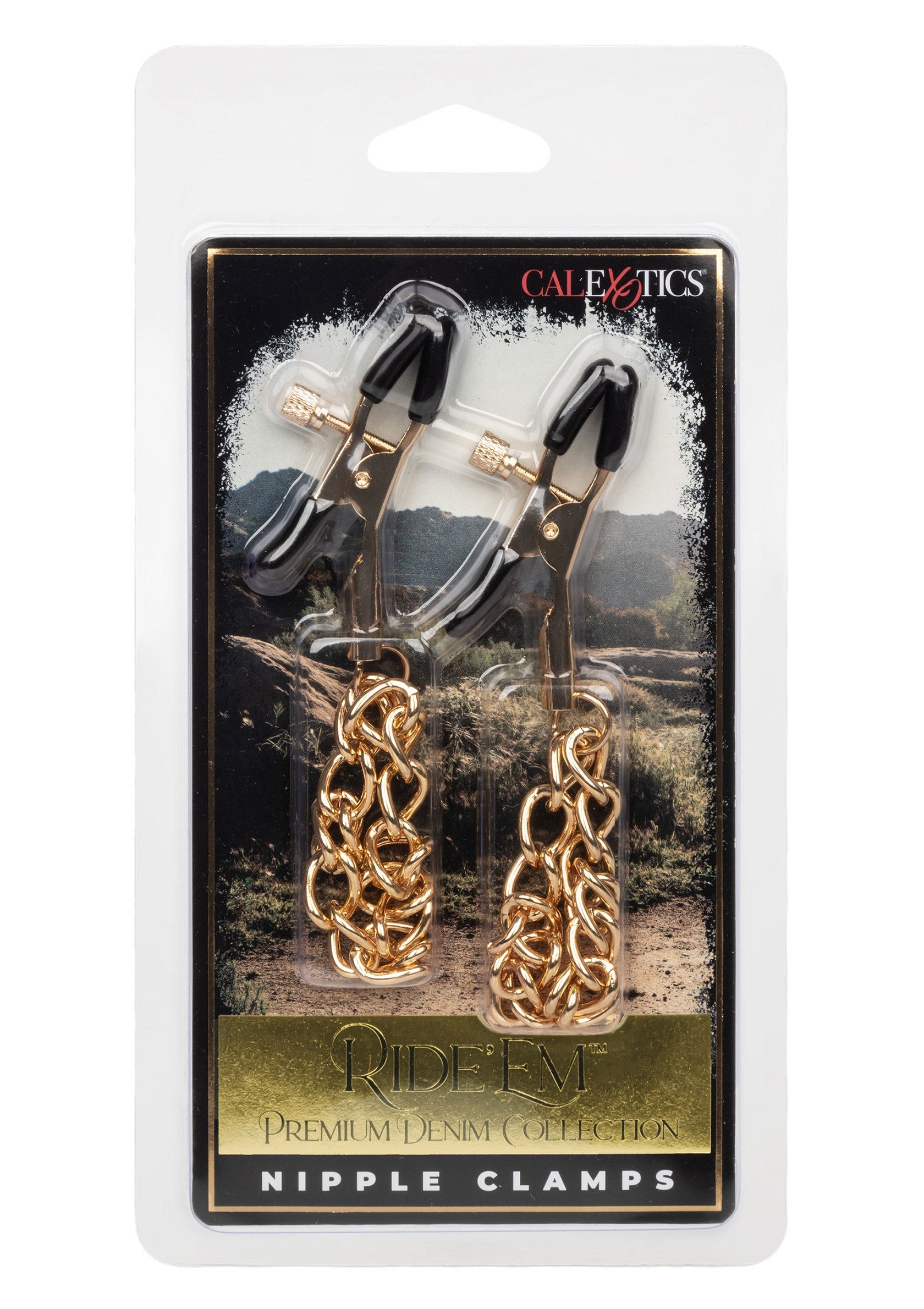 14641 calexotics ride em ride em denim nipple clamps