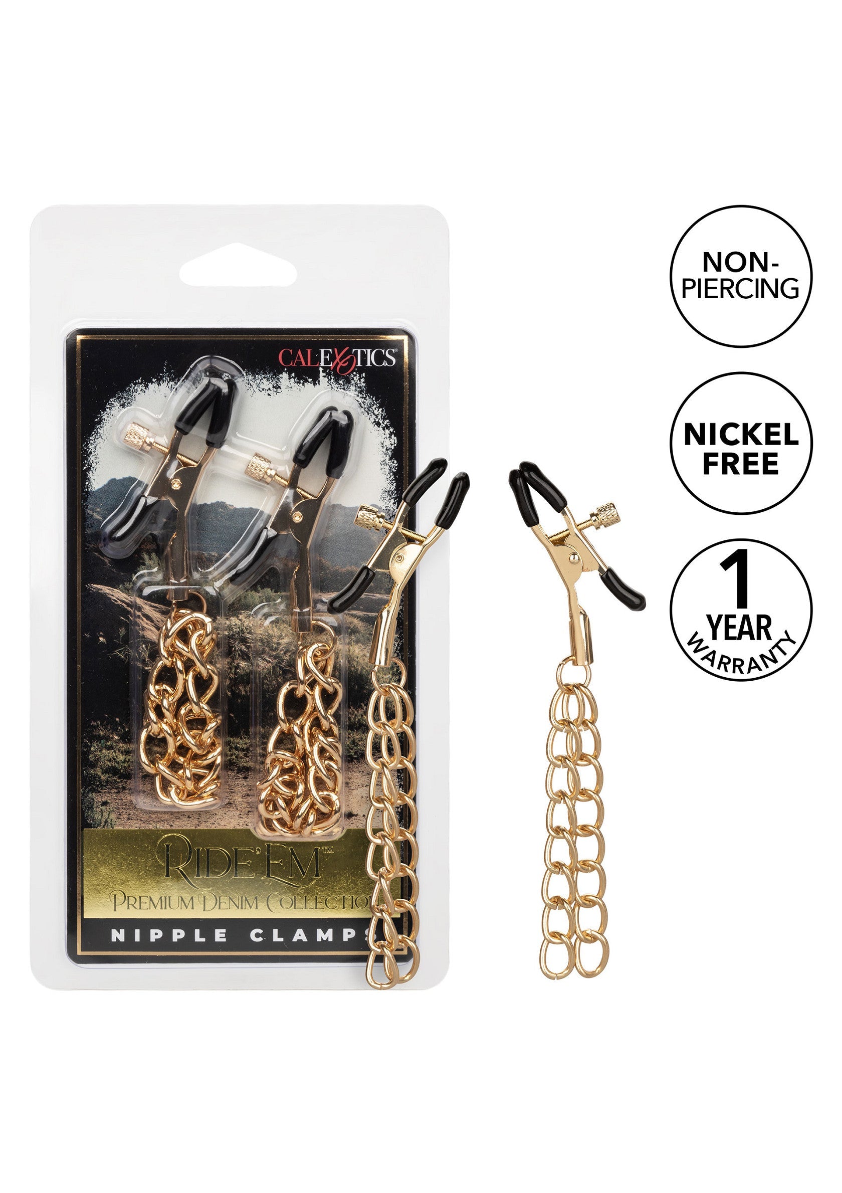 14641 calexotics ride em ride em denim nipple clamps