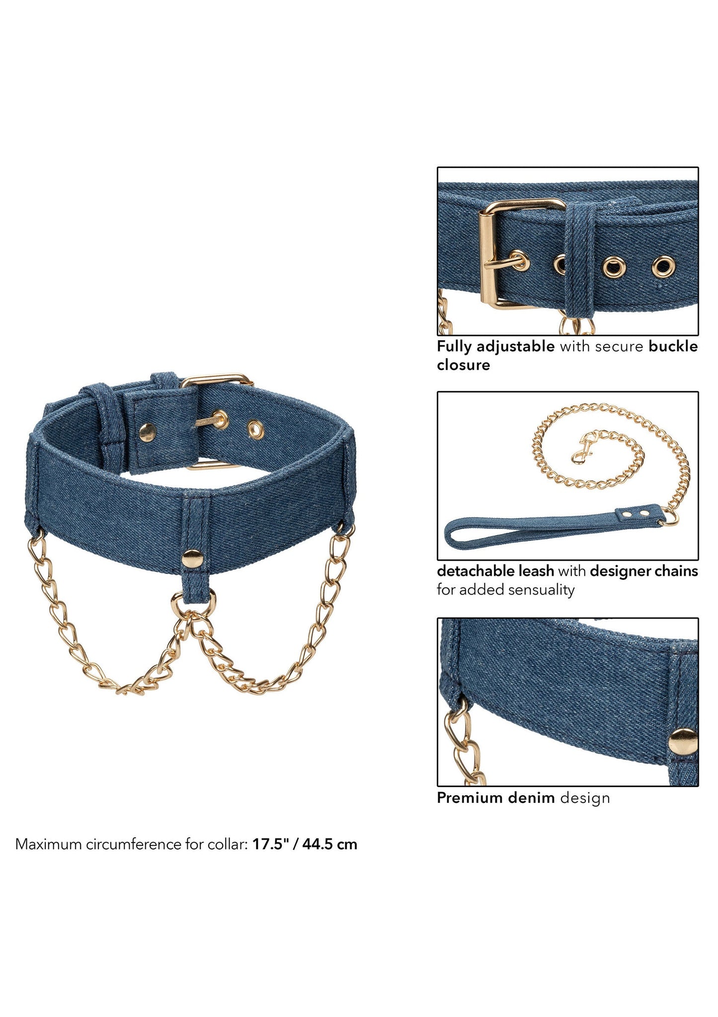 14647 calexotics ride em ride em denim collar leash