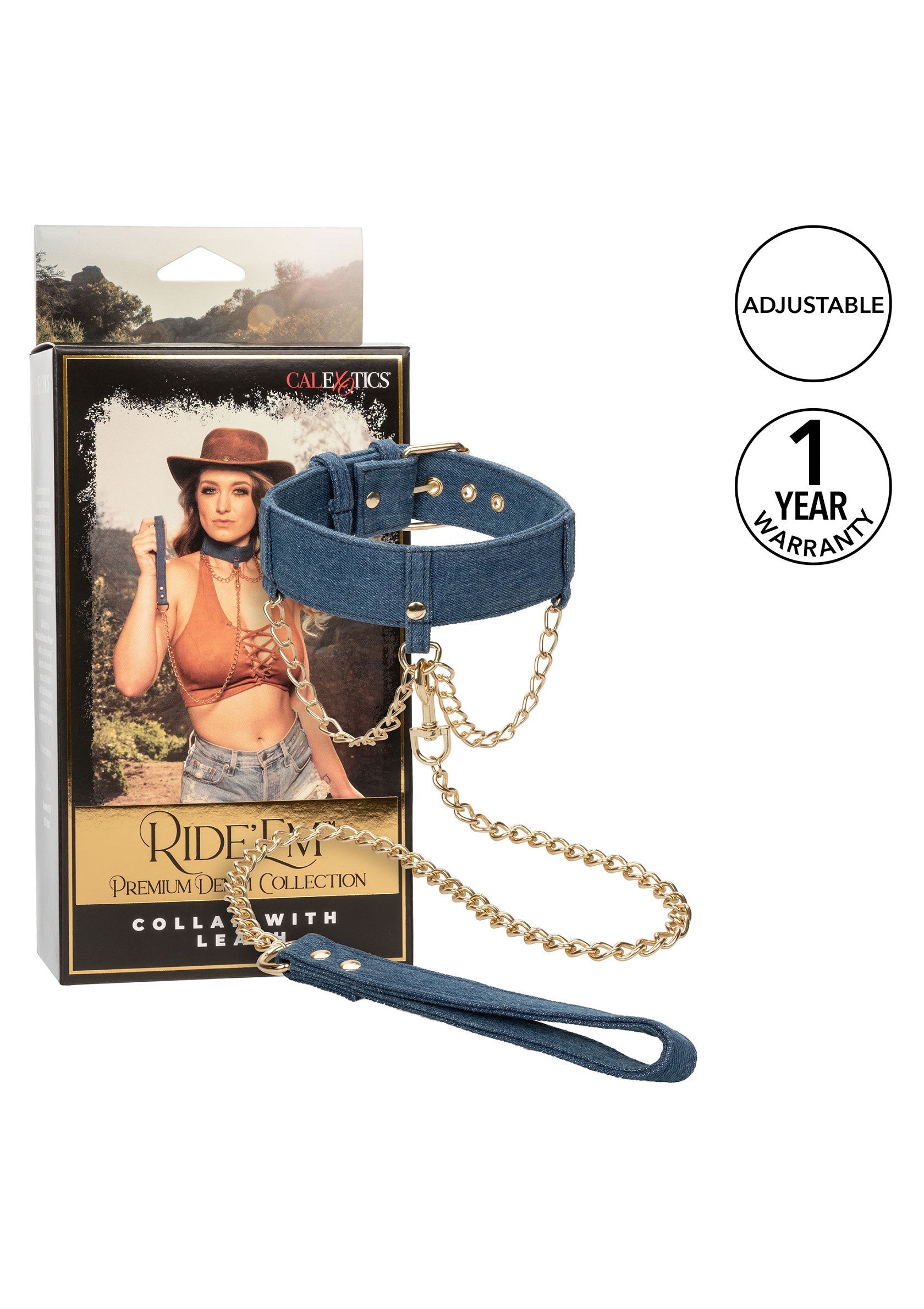 14647 calexotics ride em ride em denim collar leash
