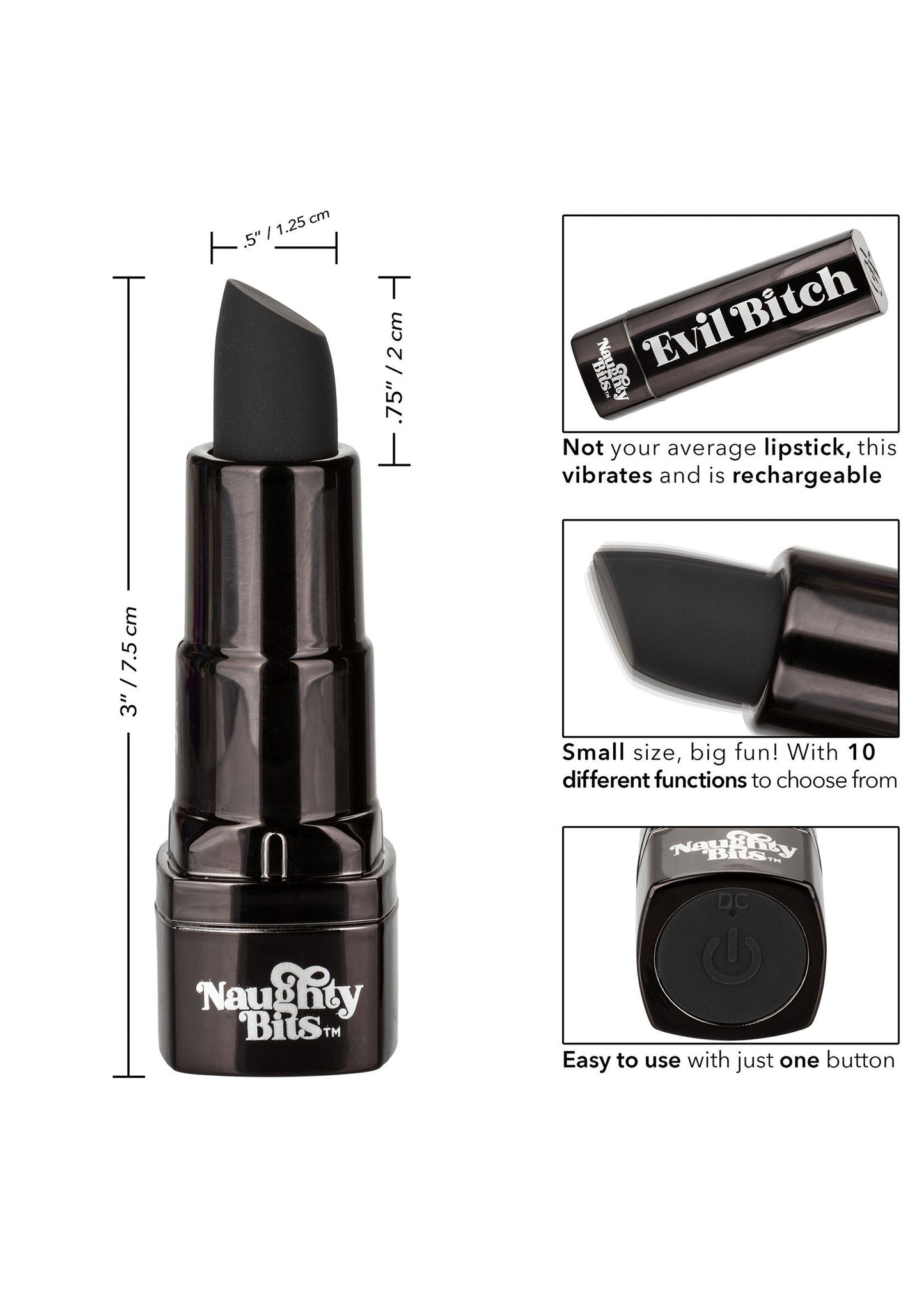 14720 calexotics naughty bits evil bitch lipstick vibrator