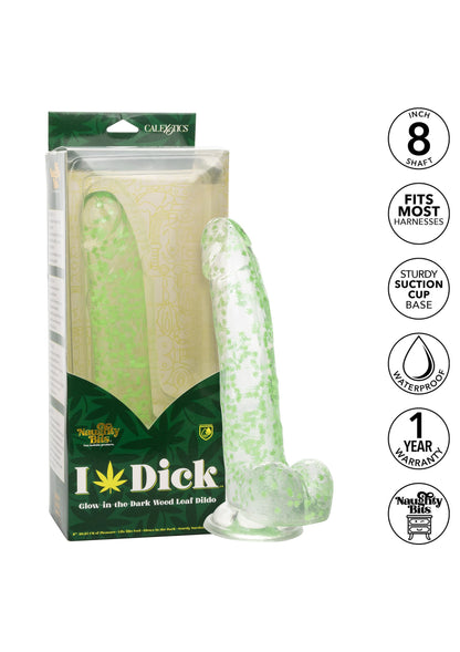 14729 calexotics naughty bits i leaf dick glow dildo