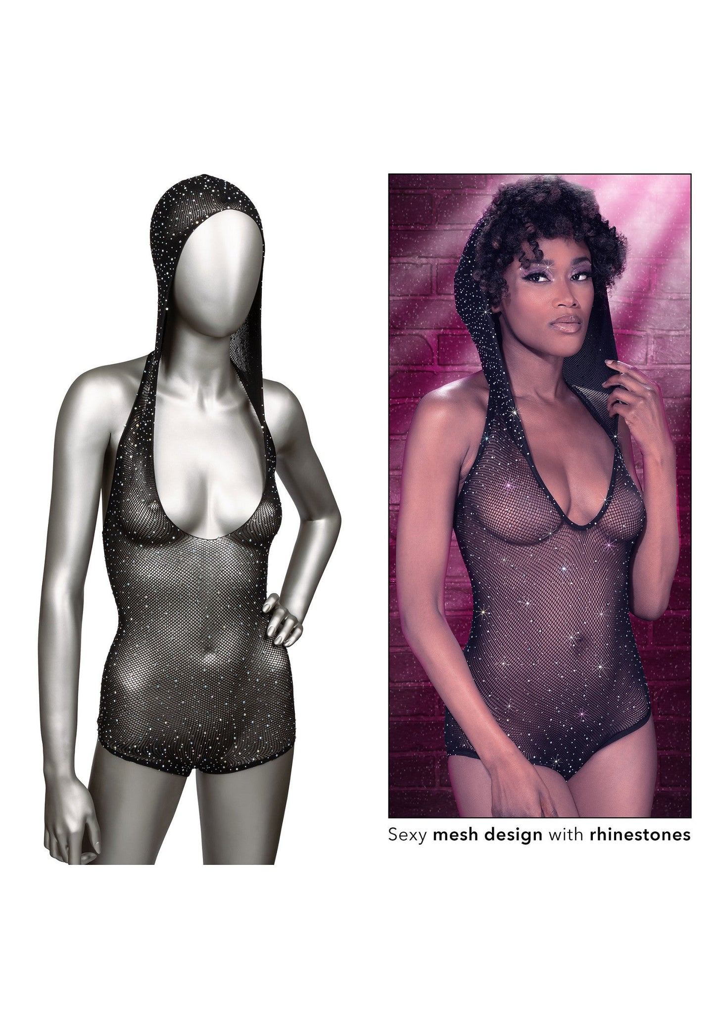 16625 calexotics radiance hooded deep v bodysuit