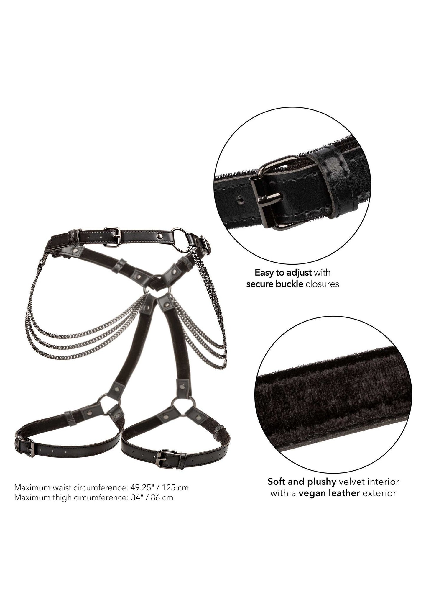16709 calexotics euphoria chain thigh harness plus