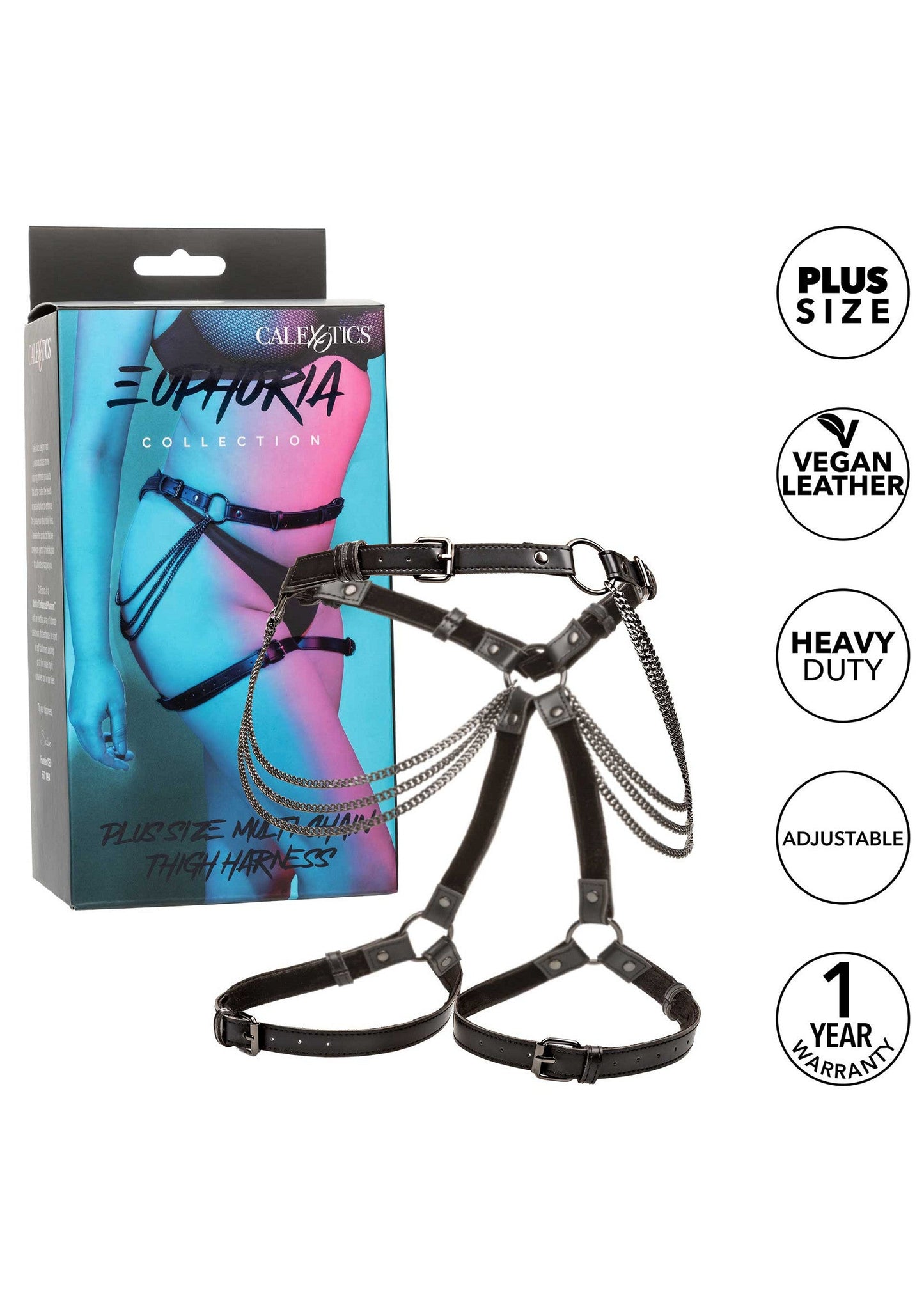 16709 calexotics euphoria chain thigh harness plus