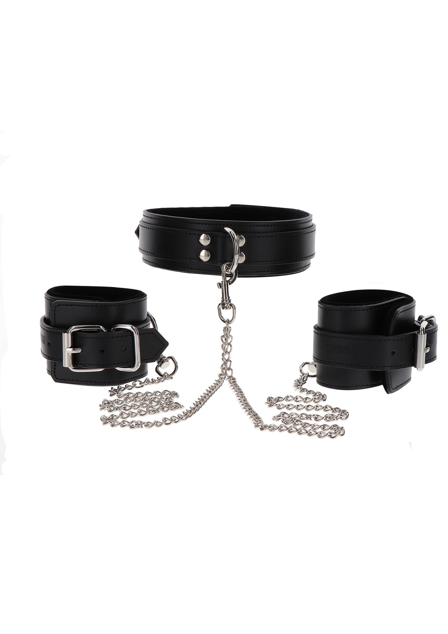 17104 taboom luxury bondage essentials heavy collar and wrist cuffs