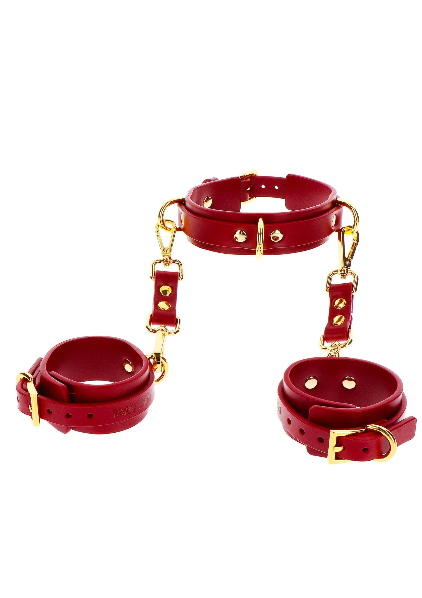 17154 taboom bondage in luxury d ring collar and wrist cuffs