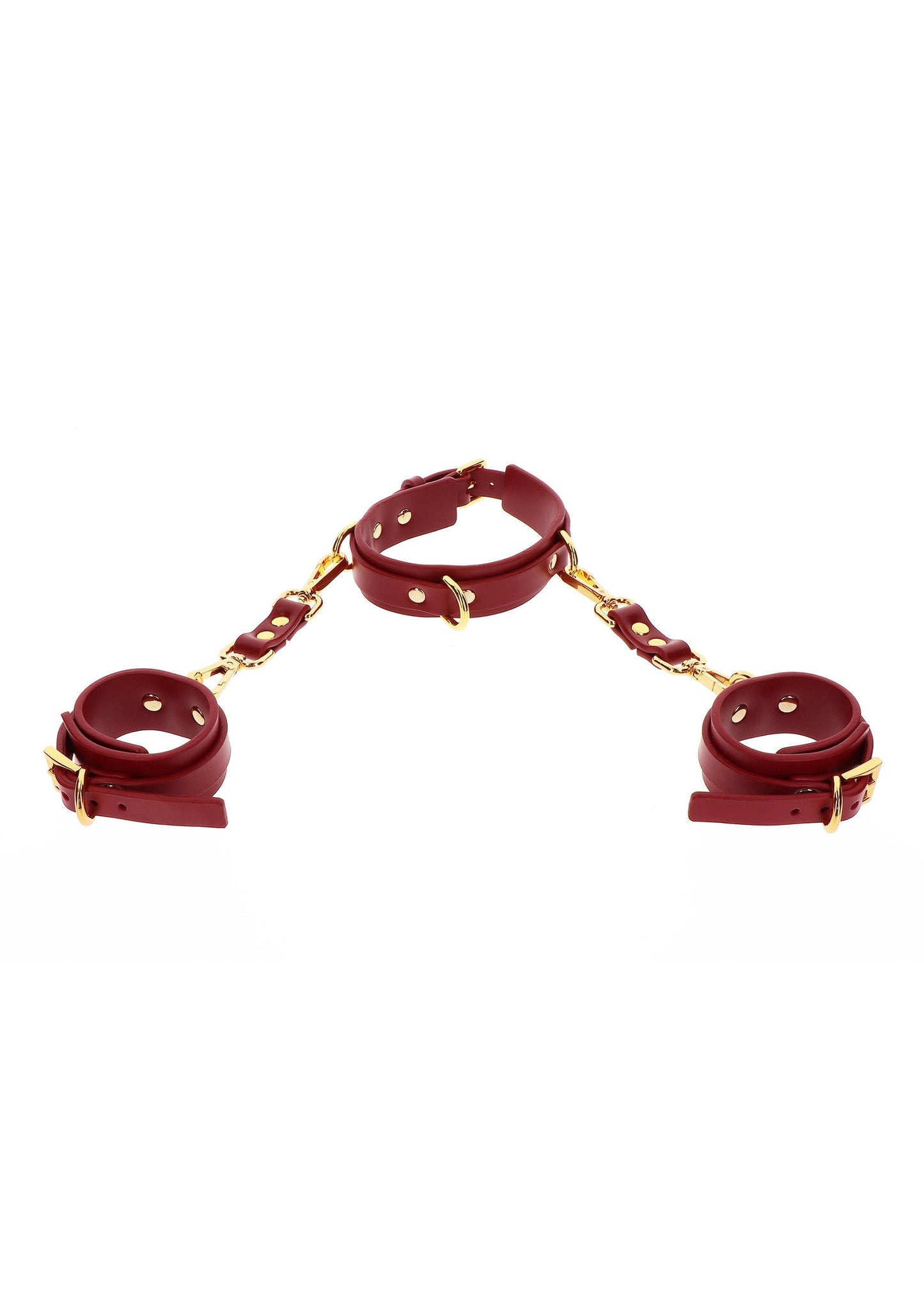 17154 taboom bondage in luxury d ring collar and wrist cuffs