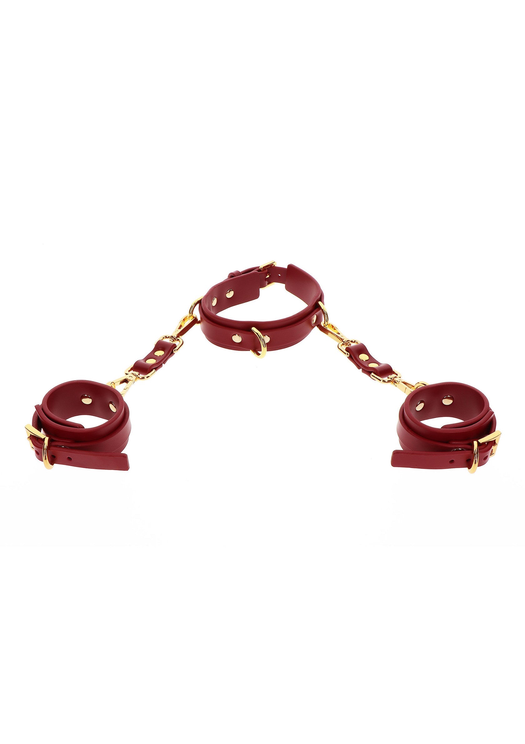 17154 taboom bondage in luxury d ring collar and wrist cuffs