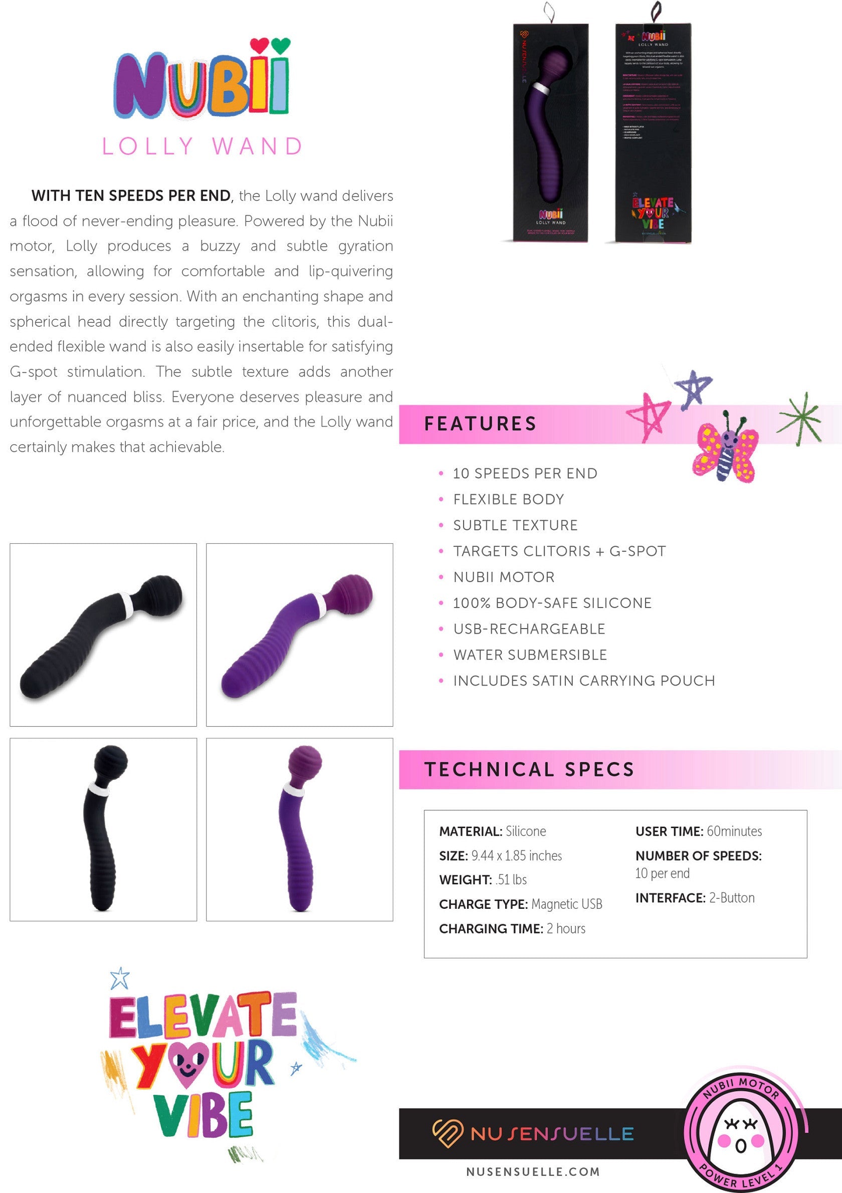 17534 nu sensuelle lolly double ended nubii wand