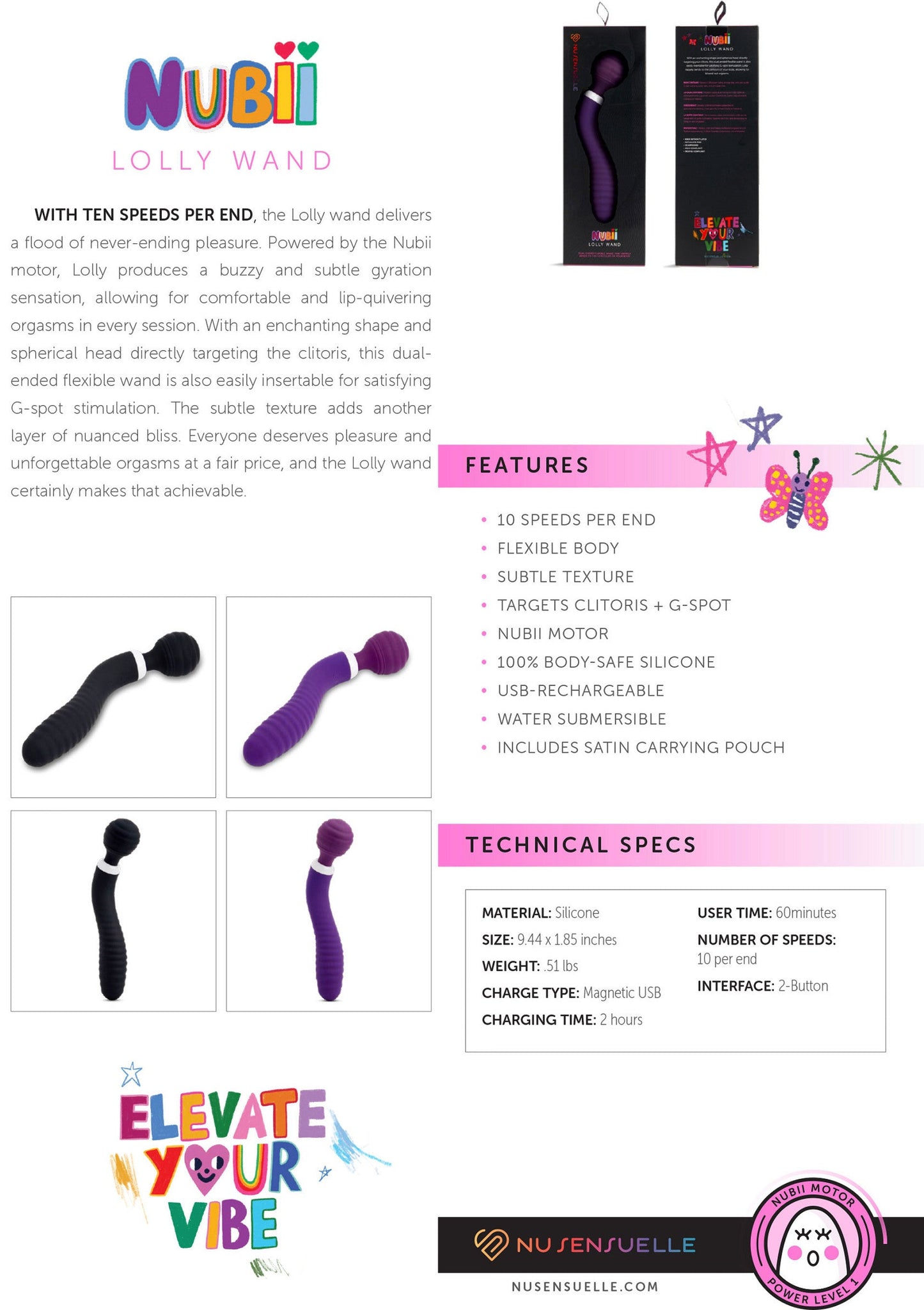 17534 nu sensuelle lolly double ended nubii wand