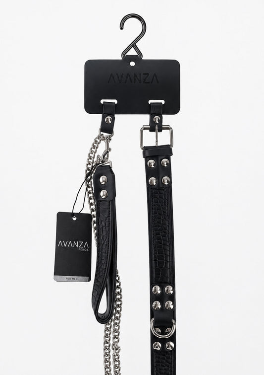 Croc-Embossed Collar & Leash