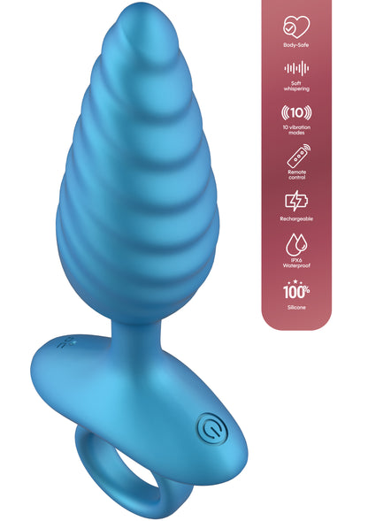Ribbed Anal Plug Vibrating + Remote