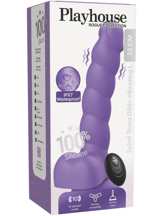 Spiral Tease Vibrating Dildo Silicone L