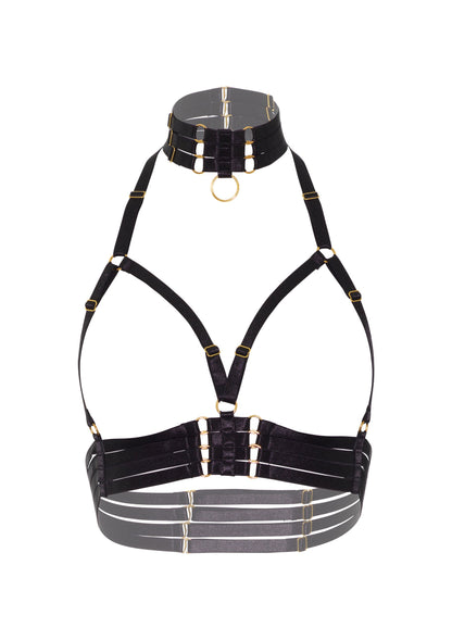 70803 kinky diva open cup bra plus o ring collar