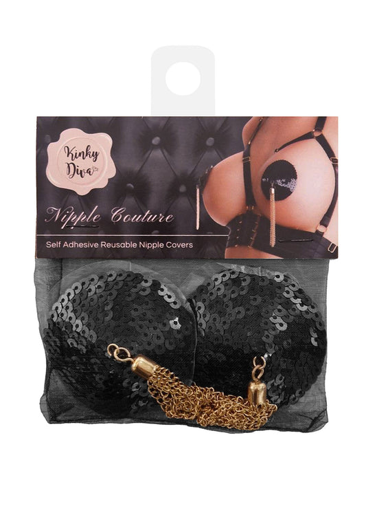 70831 kinky diva sequin nipple covers w chain