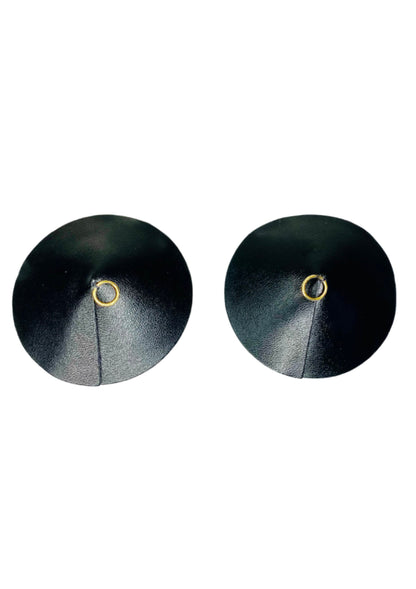 70833 kinky diva pu leather nipple covers ring