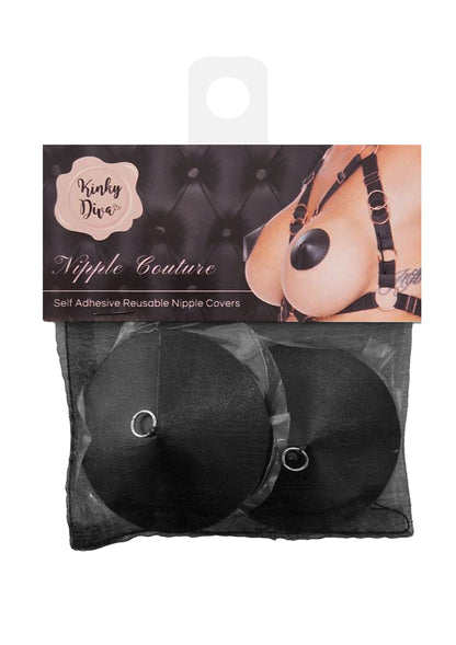 70833 kinky diva pu leather nipple covers ring