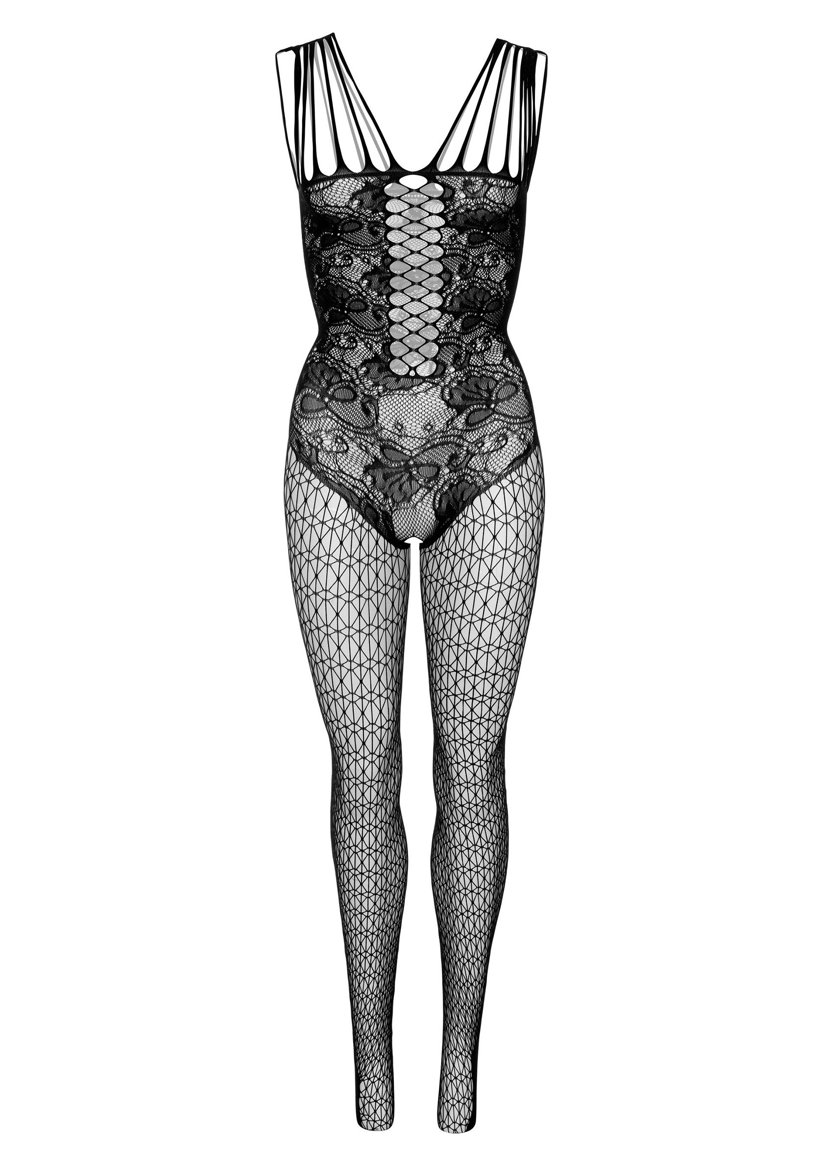 75255 daring intimates hex and lace net bodystocking
