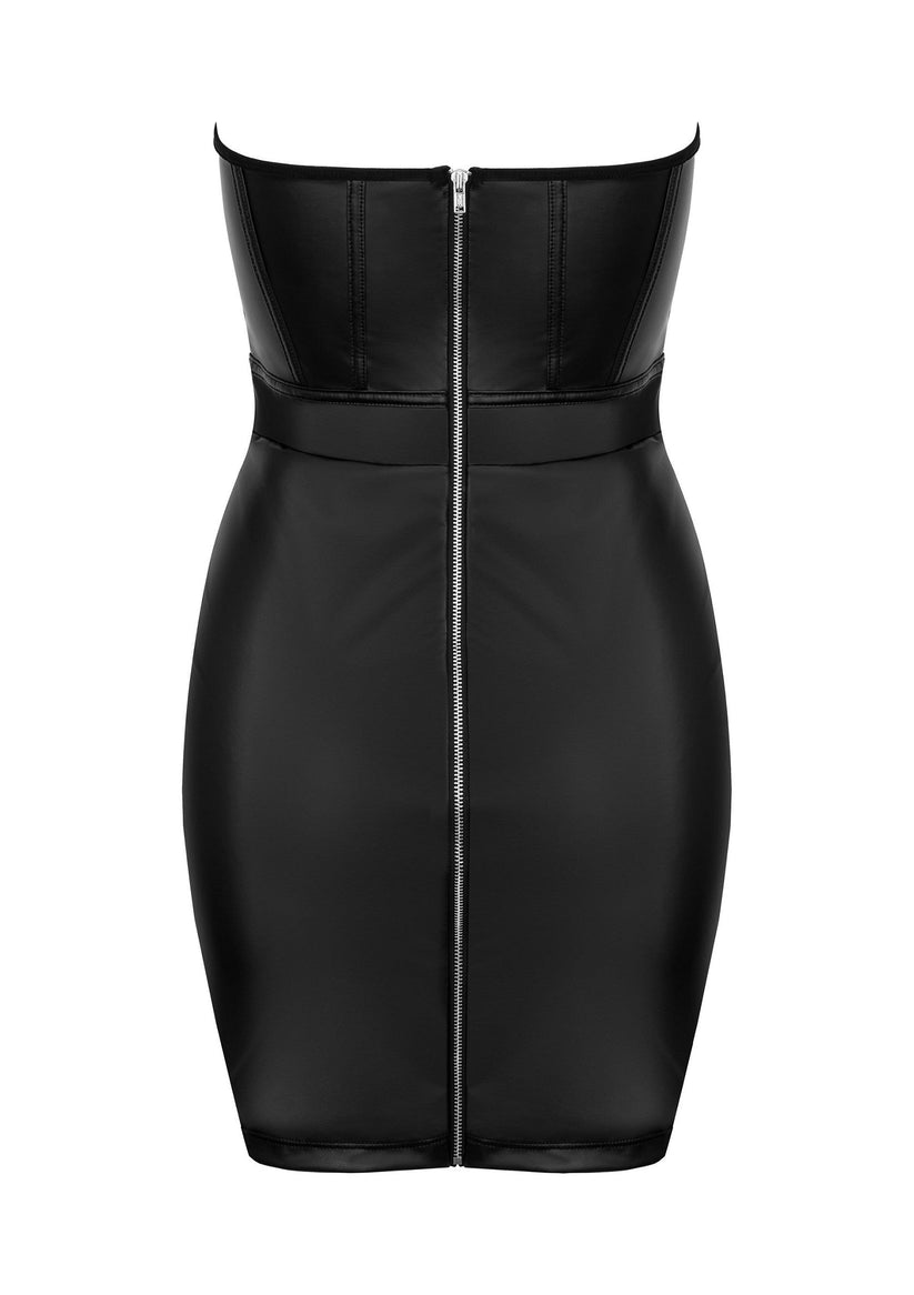Blackelia Kleid Schwarz | Trägerloses Minikleid Latex-Optik | RaiX