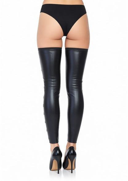 Wetlook Footless Lace Up Thigh