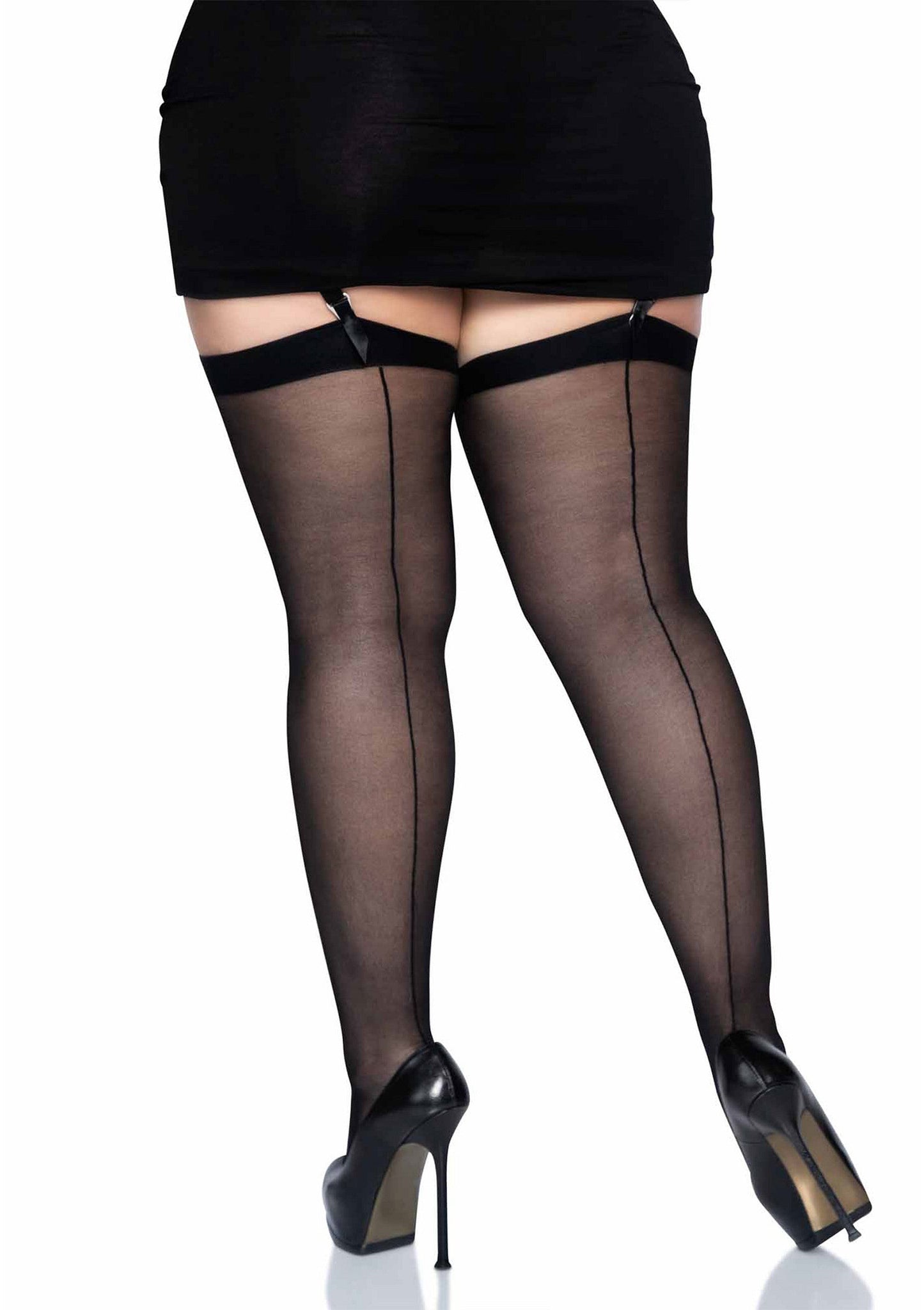 85001 leg avenue plus sheer backseam stockings