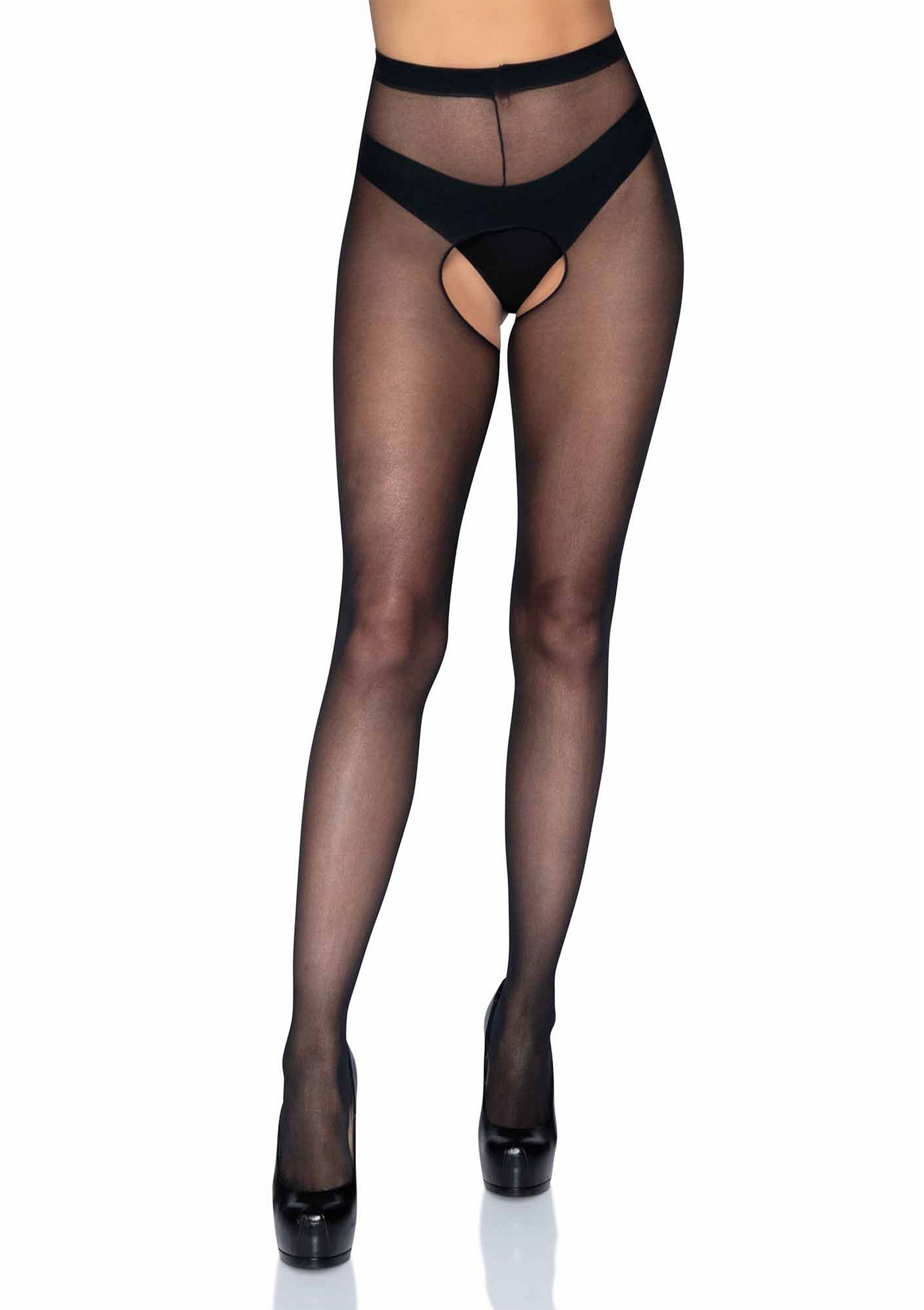 85045 leg avenue sheer crotchless pantyhose