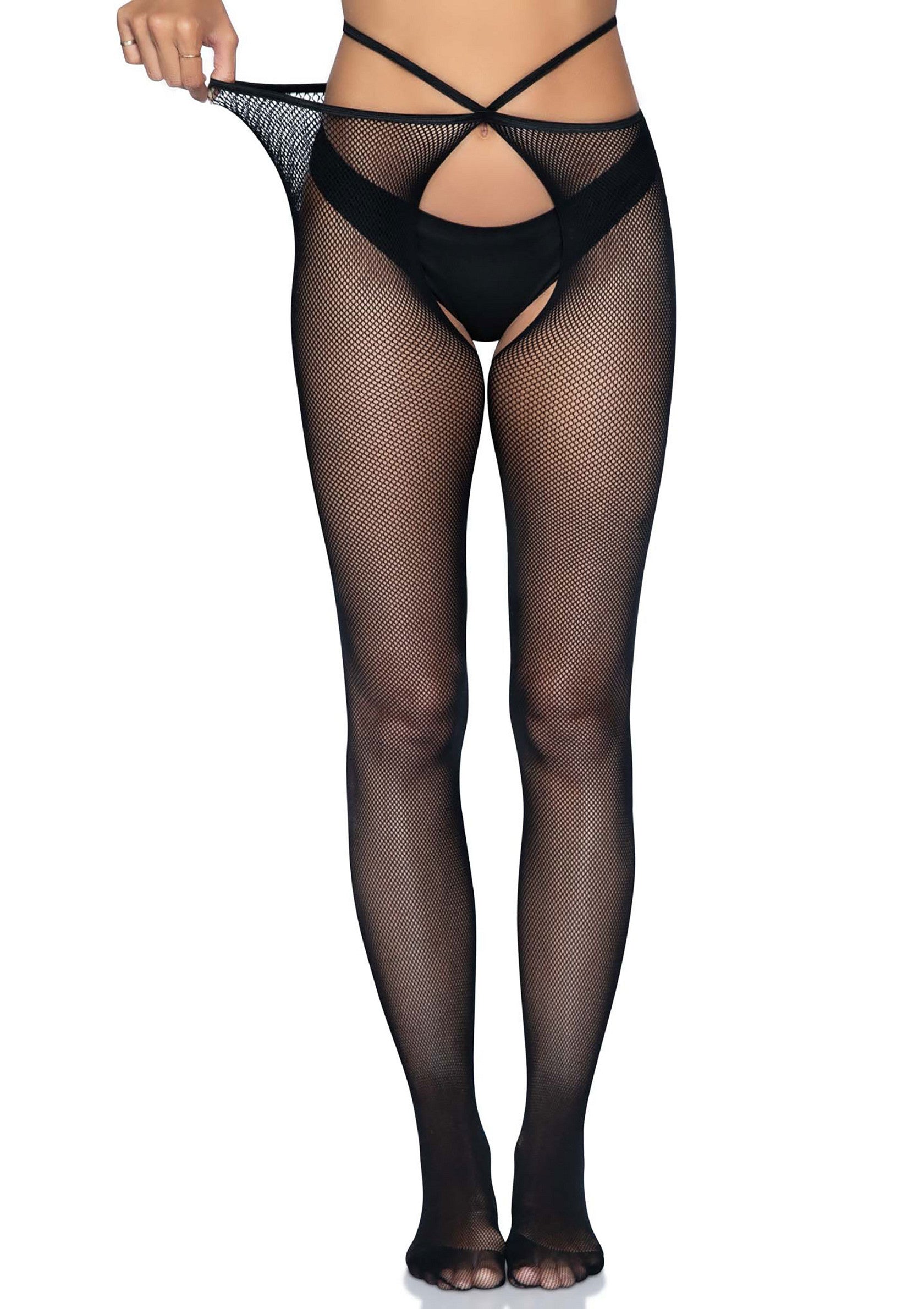 85130 leg avenue micronet strappy crotchless pantyhose