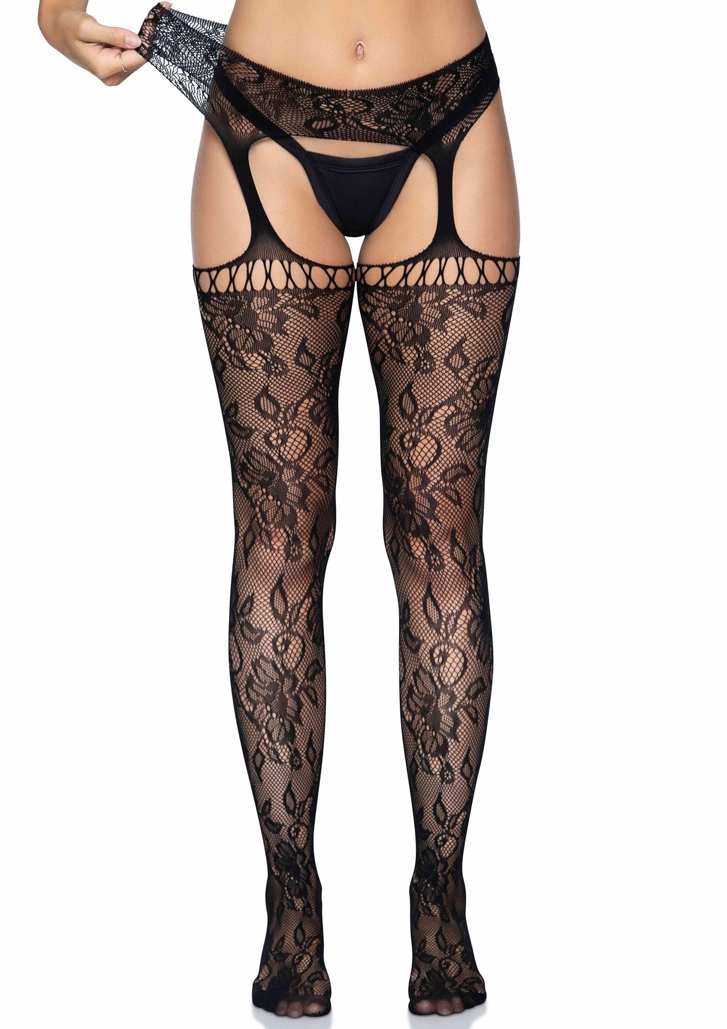 85131 leg avenue lace stockings with attached garter belt