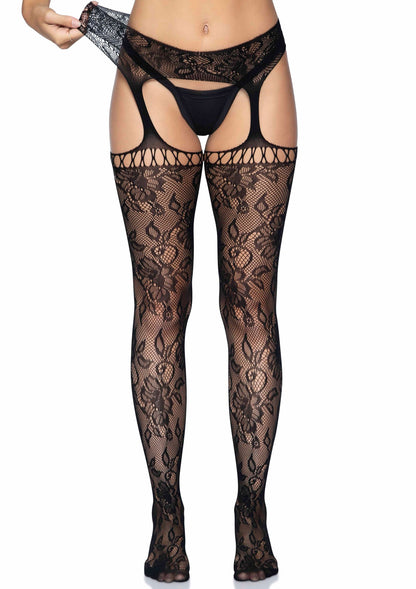 85131 leg avenue lace stockings with attached garter belt