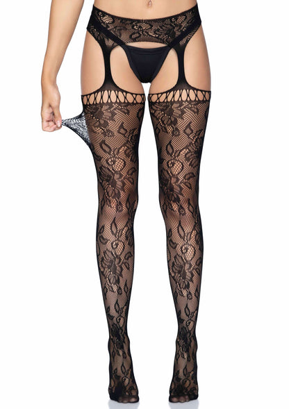 85131 leg avenue lace stockings with attached garter belt