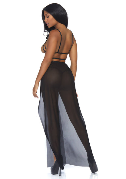 85205 leg avenue very sexy lingerie cage strap maxi dress and string
